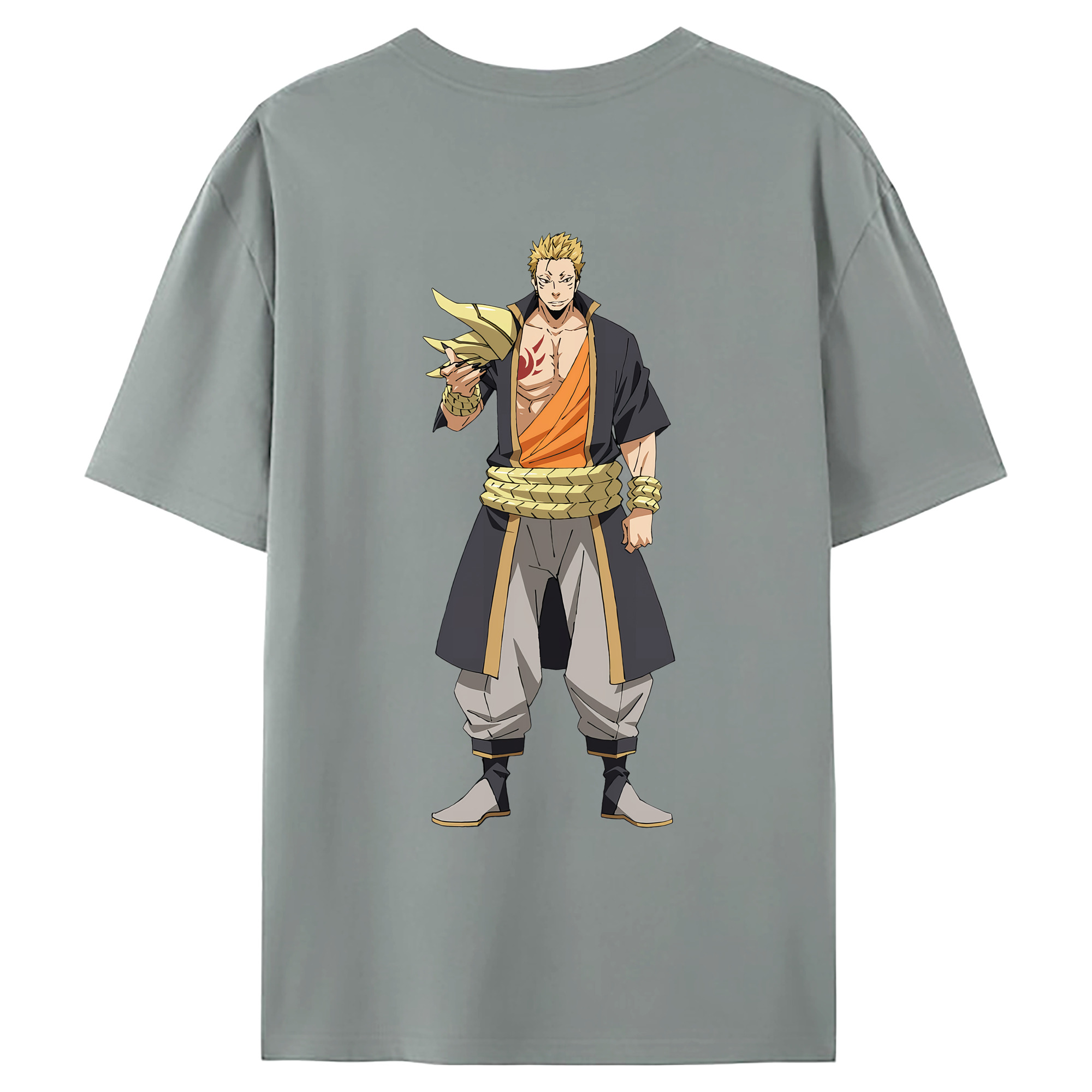 （画像用） 転スラ Regarding Reincarnated to Slime 綿100％ メンズ半袖Tシャツ（バックプリント） 通気性